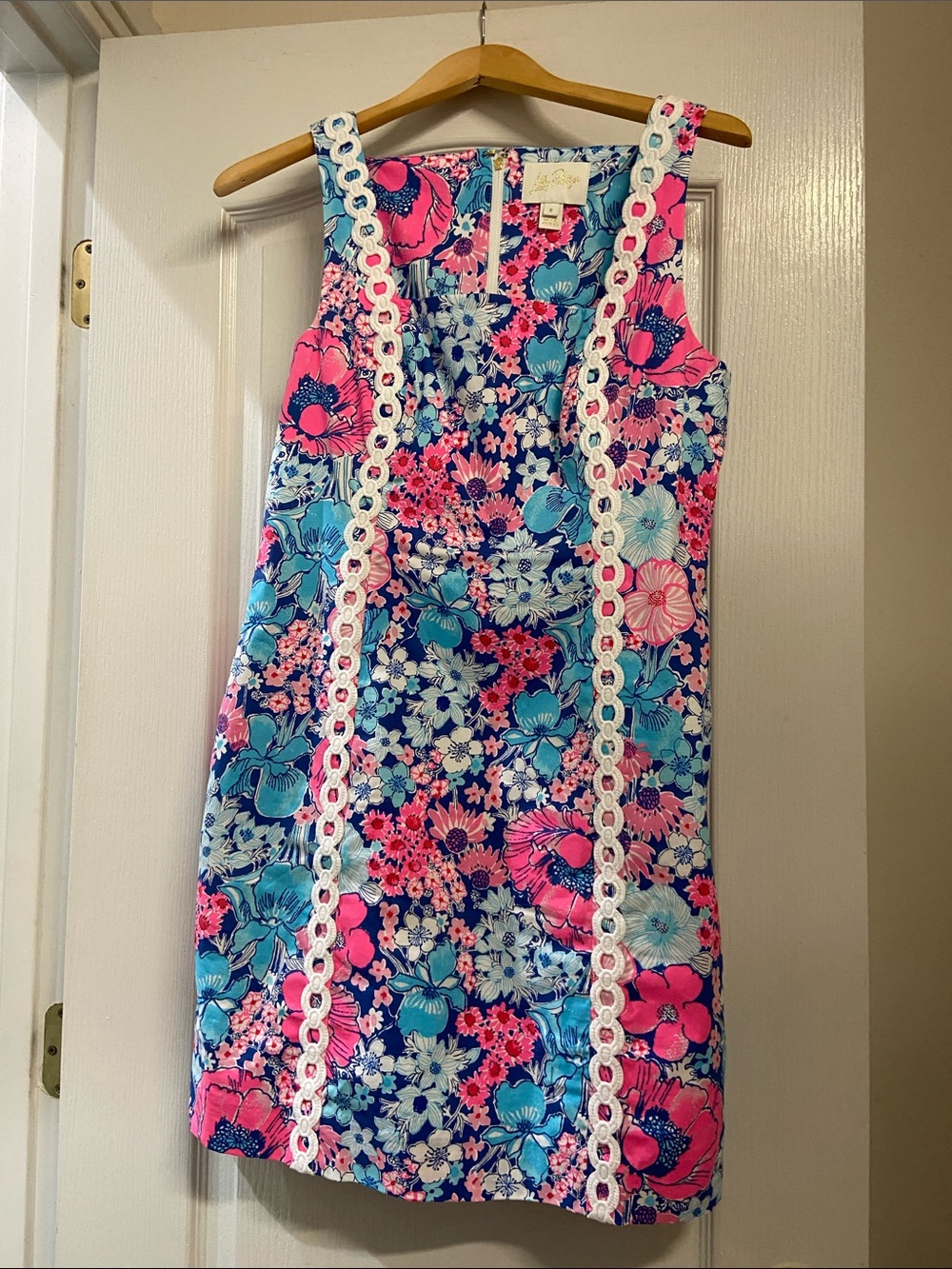 Lilly Pulitzer Pink, Aqua & Navy Floral Shift Dress